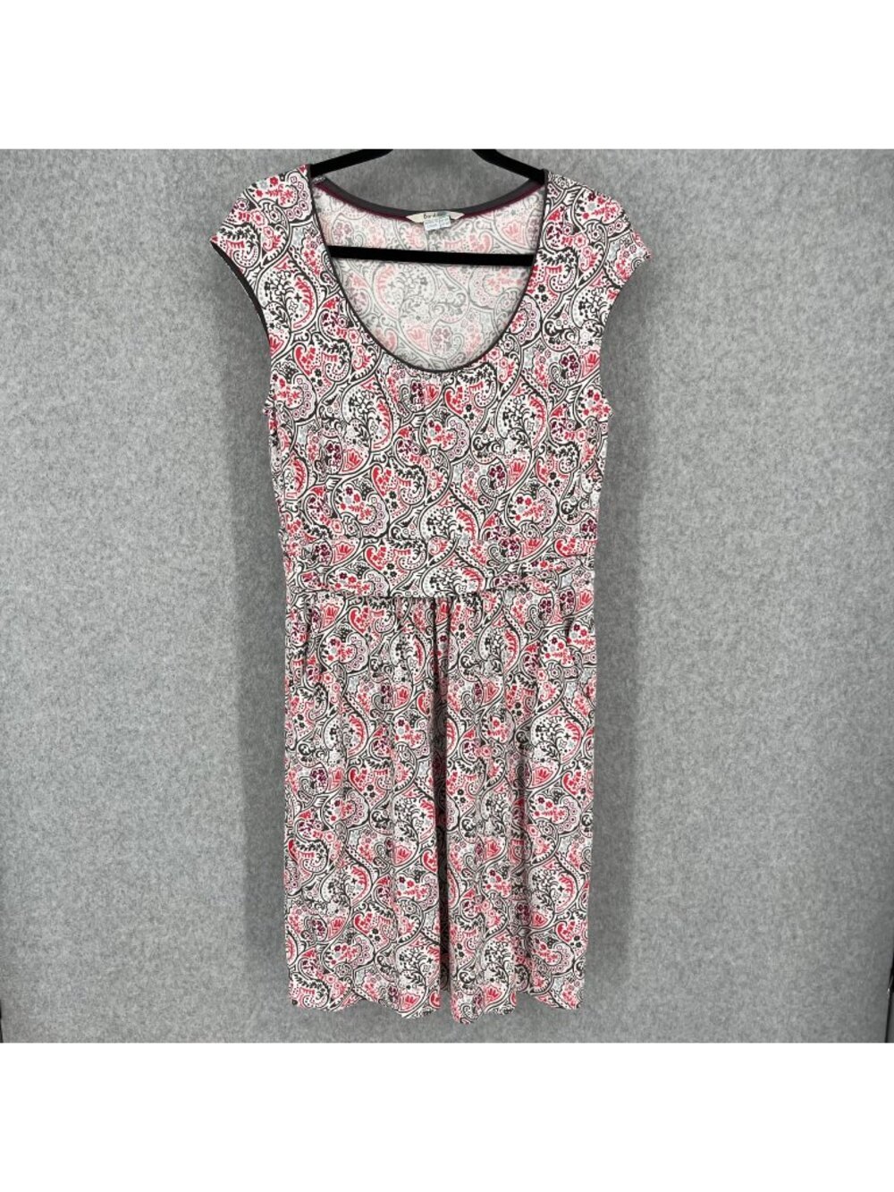 Boden Womens Margot Scoop Neck Dress Size 10 White Red Paisley Modal Pockets
